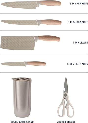 Miniatura 3 de Oster Gunderson - Juego de cuchillos de cocina de 6 piezas, juego de cuchillos de cocina de acero inoxidable con cuchillas afiladas y bloque de