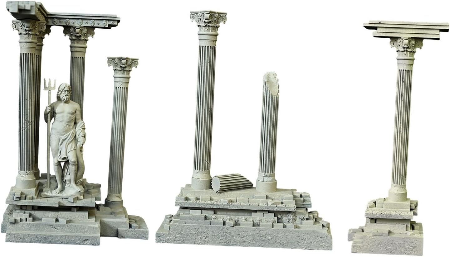 Roman Column Decoration 18.5cm Resin Fish Tank Accessories Fish Tank Ornament Roman Ruins Ornament, Set D