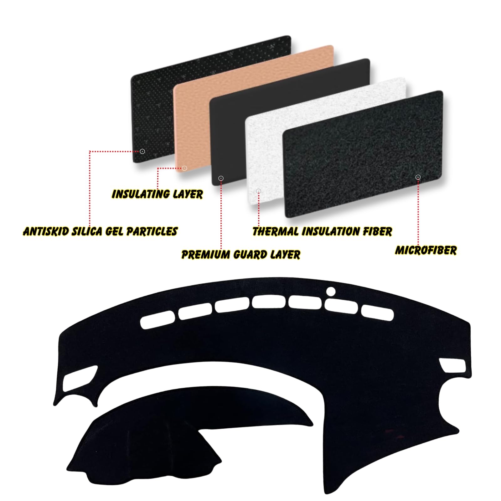 Alfombrilla Antideslizante para salpicadero Compatible con Mazda 3 2010 2011 2012 2013 Protector Solar (Borde Negro)