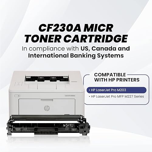 Miniatura 5 de Ampro Tóner MICR CF230A o HP 30A MICR compatible con HP Laserjet Pro M203d, M203dn, M203dw, MFP M227d, MFP M227fdn, MFP M227fdw (imprime 4800