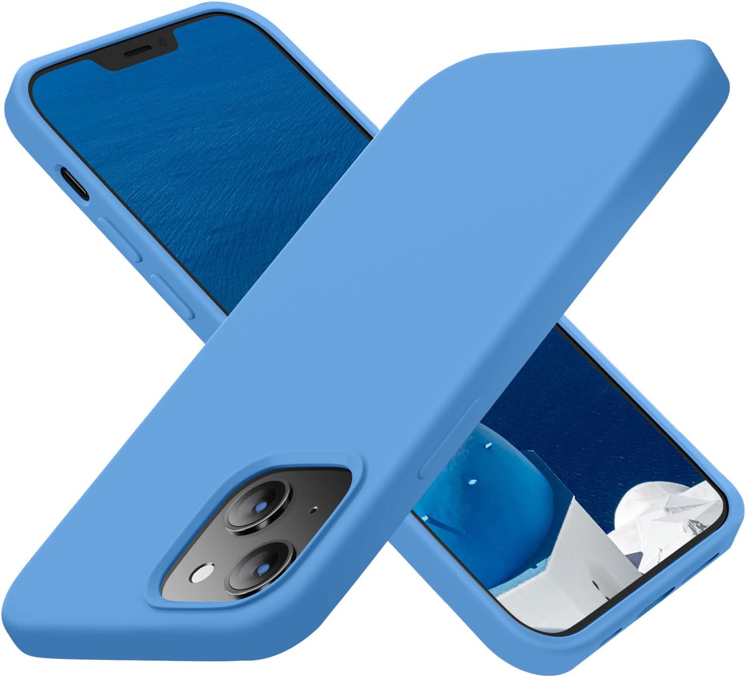 CordkingDesigned for iPhone 13 Case, Designed for iPhone 14 Case, Silicone Ultra Slim Shockproof Protective Phone Case with [Soft Anti-Scratch Microfiber Lining], 6.1 inch, Blue