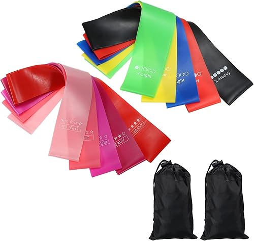 PATIKIL Juego de 10 bandas elásticas de entrenamiento con 5 niveles de resistencia para fitness, gimnasio, ejercicio al aire libre, multicolor