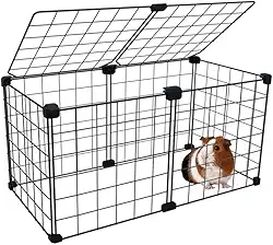 Cercado Gaiola Pet para Porquinho da Índia 30x60cm com Teto 30cm Altura Tela Aramada Malha de 5cm (Branco)