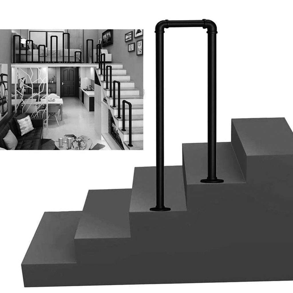 Rails à main pour escaliers extérieurs en fer forgé noir mat rampe premium antidérapante en U