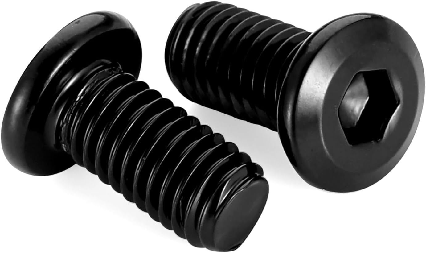 M8 x 16mm Socket Cap Allen Bolts, Flat Round Head Socket Cap Screws, Furniture Screws, Carbon Steel, Full Thread, Black Oxide Finish, 20 PCS