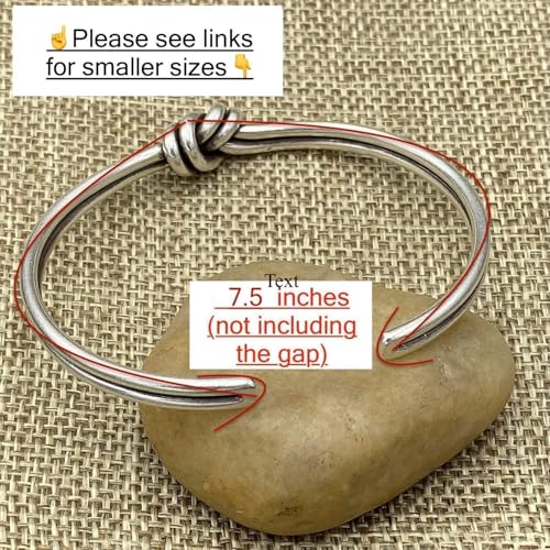 Handmade Sterling Silver Knot Cuff Bracelet, Minimalist Rustic Simple Tied Silver Wires, Adjustable Large size Cuff 7 1/2 inches2