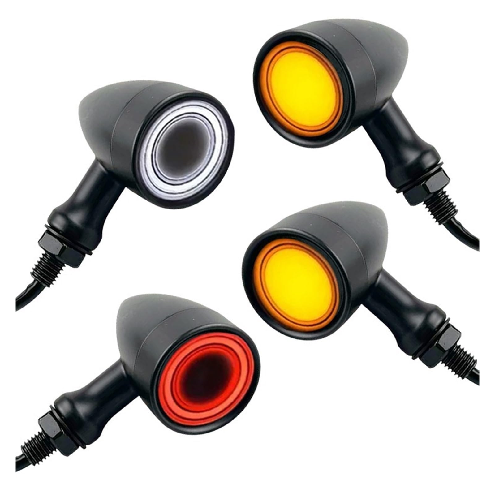Intermitentes LED Delanteros y Traseros universales para Motocicleta, Tipo Bala. Luces de señalización de Giro luz Diurna DRL luz Freno y luz Trasera Luzs traseras Piezas