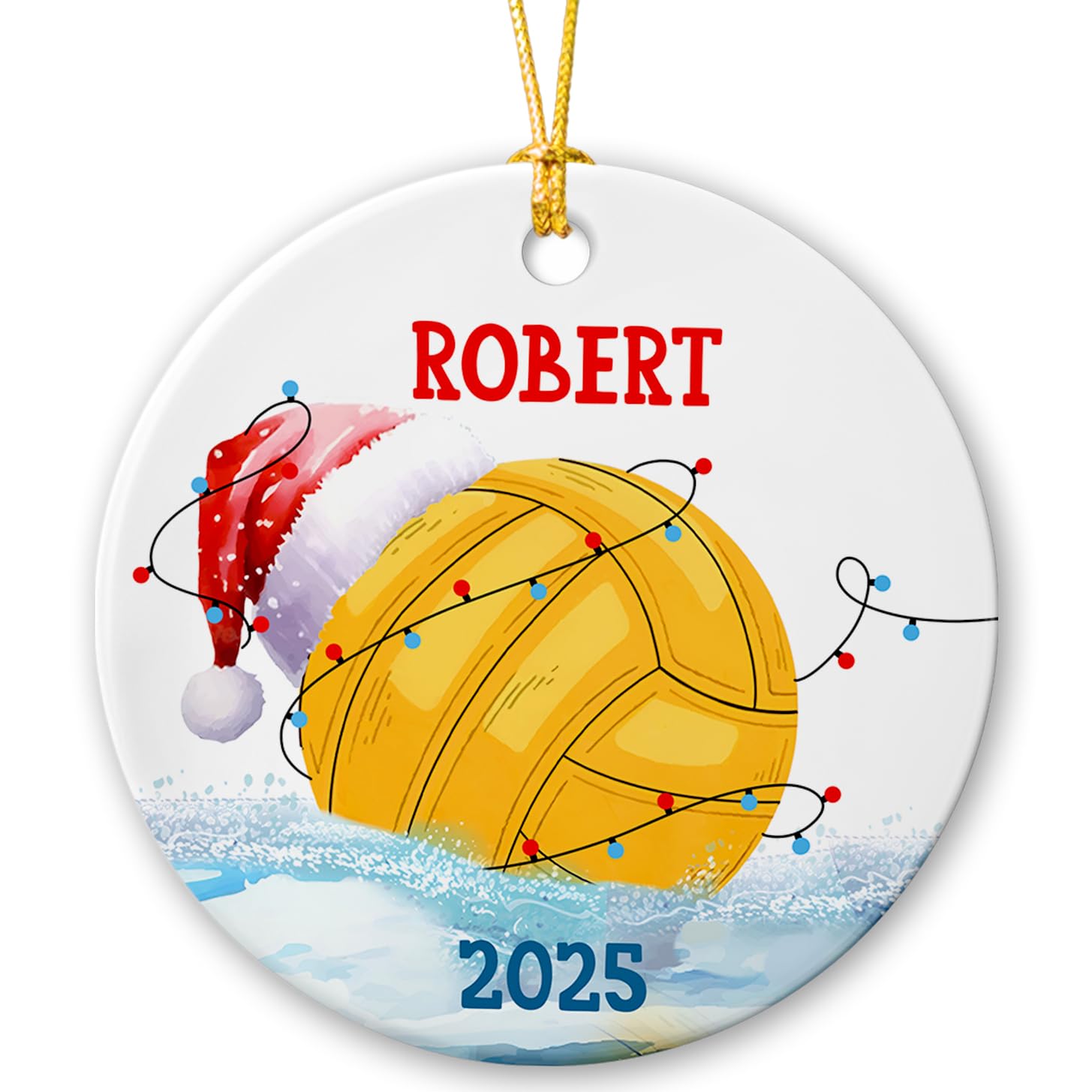 Water Polo Sport Ceramic Ornament, Personalized Water Polo Players Ornaments, Water Polo Ball Christmas Tree Decor, for Men Water Polo Lover, Custom Water Polo Player Name Ornaments