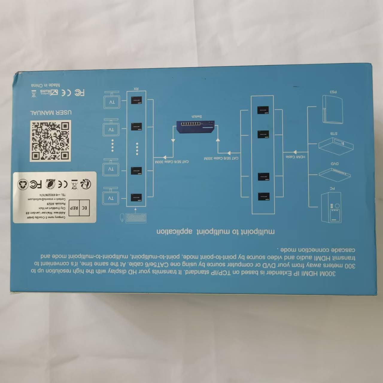 300M IP HDMI KVM extender, HDMI extender su IP RJ45 Cat6 cavo Ethernet 1080p HDMI KVM extender multipoint Connect network switch supporto PC DVR TV mouse tastiera (300M IP Extender)