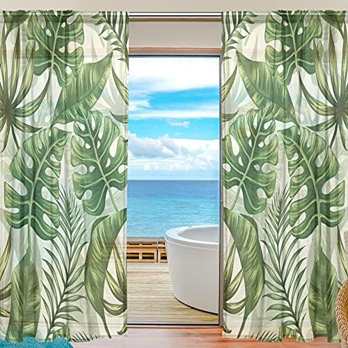 ALAZA Voile Curtain Christmas Snowy Patterned Sheer Window Polyester Material Fabric for Bedroom Living Room Kitchen Decor Home Decoration 2 Panels 78 x 55 inch