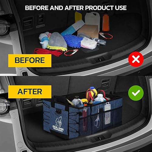 Miniatura 8 de Seal Skin Covers Organizador de maletero para SUV, coche y camión, resistente y plegable con 3 tamaños ajustables, organizador de almacenamiento
