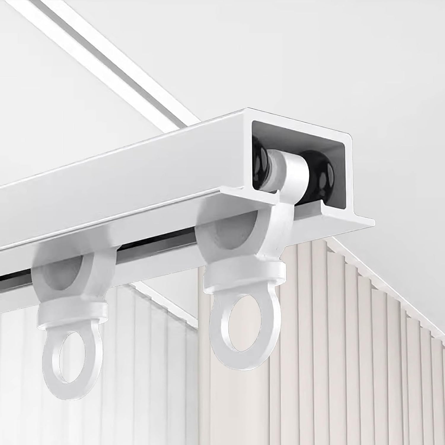 Wbudowany sufitowy karnisz, ukryty zestaw szyn zasłonowych do sypialni, pomieszczeń prywatności, garderoby, cicha prowadnica do podziału pokoj, White, 10ft/3.1m/120in