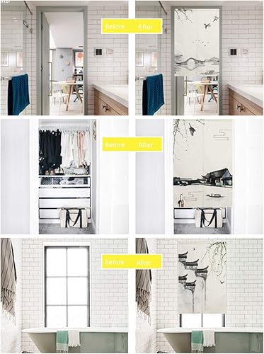 Miniatura 5 de BAIHT HOME Cortina japonesa Noren para puerta, pintura de tinta china, cortina de puerta impresa, tapiz de algodón y lino, divisor de habitación, 29