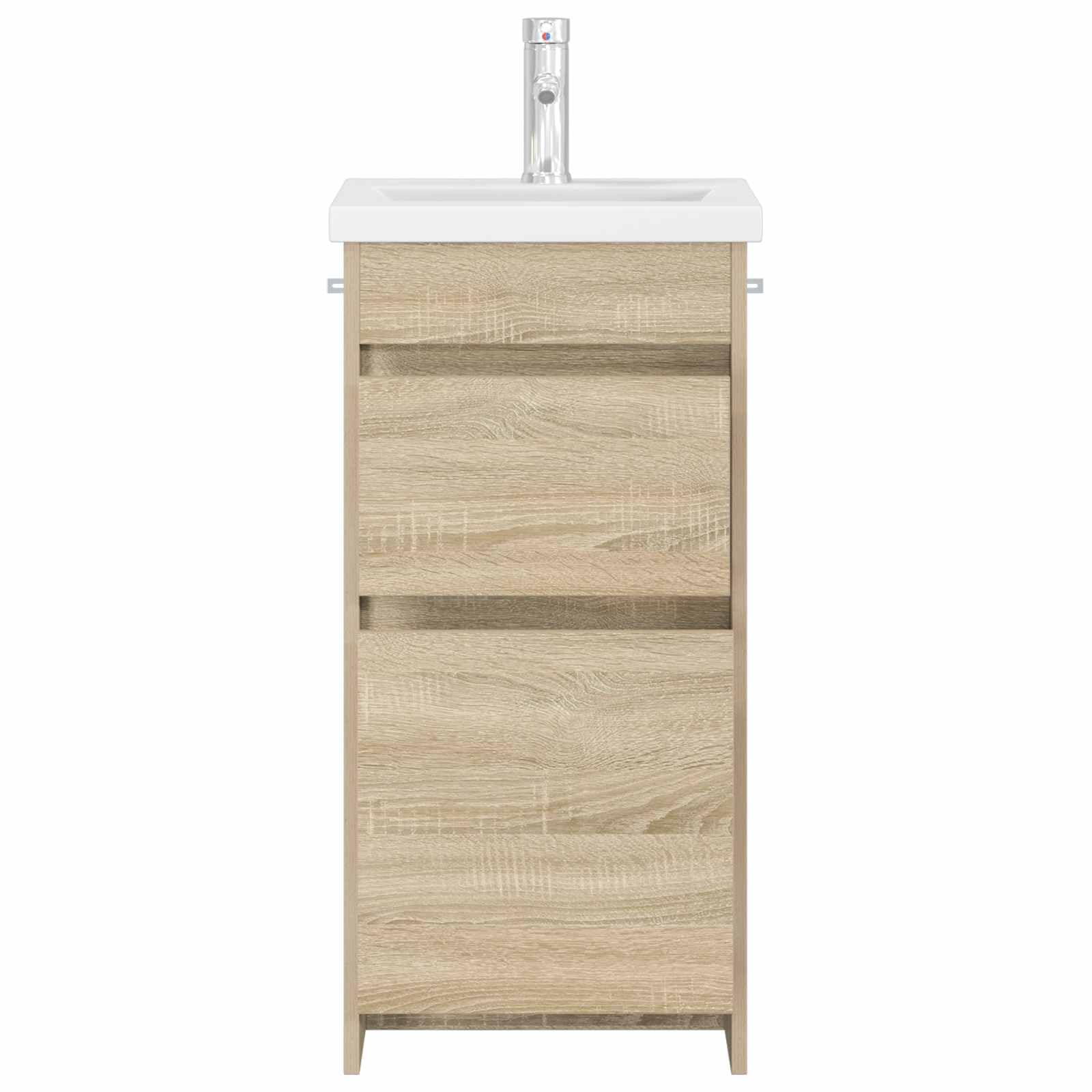Mueble de baño con lavabo, roble Sonoma, moderno mueble de baño con 2 cajones de madera de 42 x 40 x 84,5 cm para baño de invitados y baños pequeños