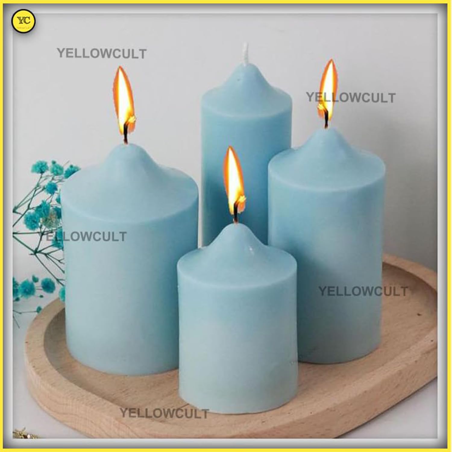 YellowCult 3D Cylinder Thick Pillar Mould Silicone Candle Mold for Aromatherapy Candles Epoxy Resin Casting Handmade Wax Soaps Polymer Clay DIY Art Crafts Supplies Home Decoration-E 1
