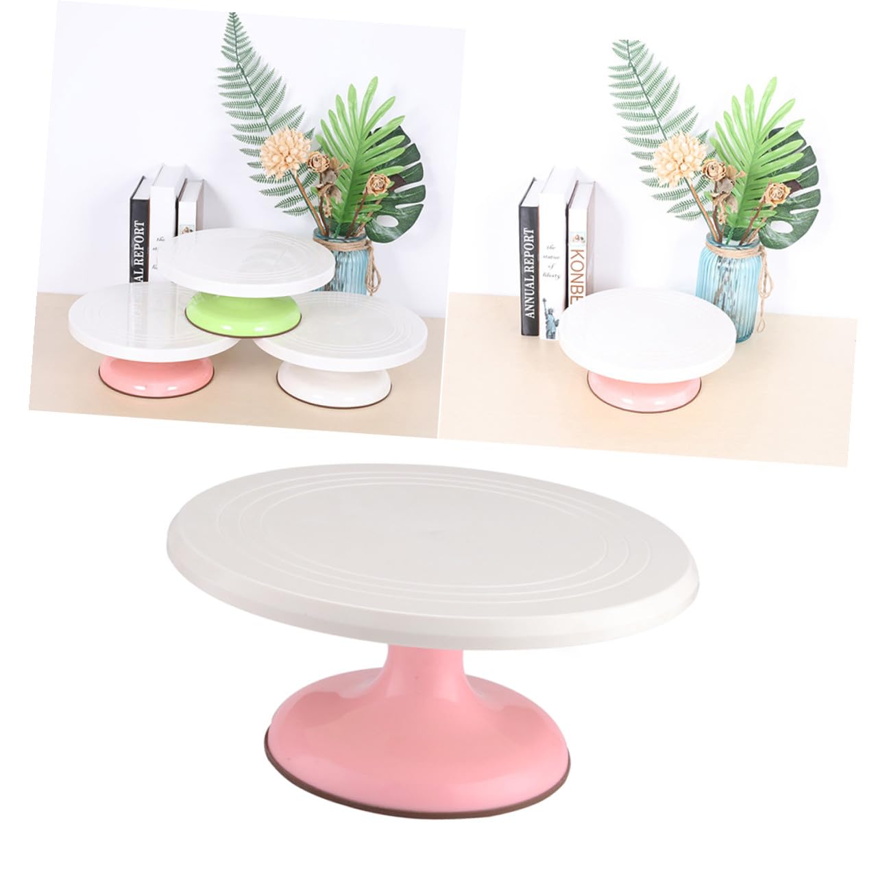 Plato Rotatorio para Tartas DIY Redondo, Manual, Plástico Rosa para Hornear
