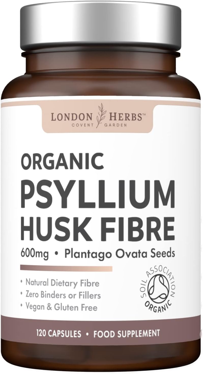 Organic Psyllium Husk Capsules 1200mg Fibre Supplement High