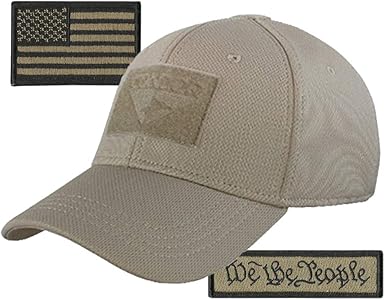 Condor Fitted Tactical Cap Bundle - We The People & USA Patches - Choose Size