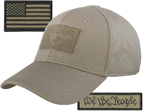 Condor Fitted Tactical Cap Bundle - We The People & USA Patches - Choose Size