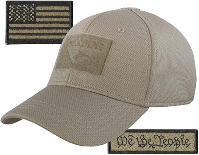 Condor Fitted Tactical Cap Bundle - We The People & USA Patches - Choose Size