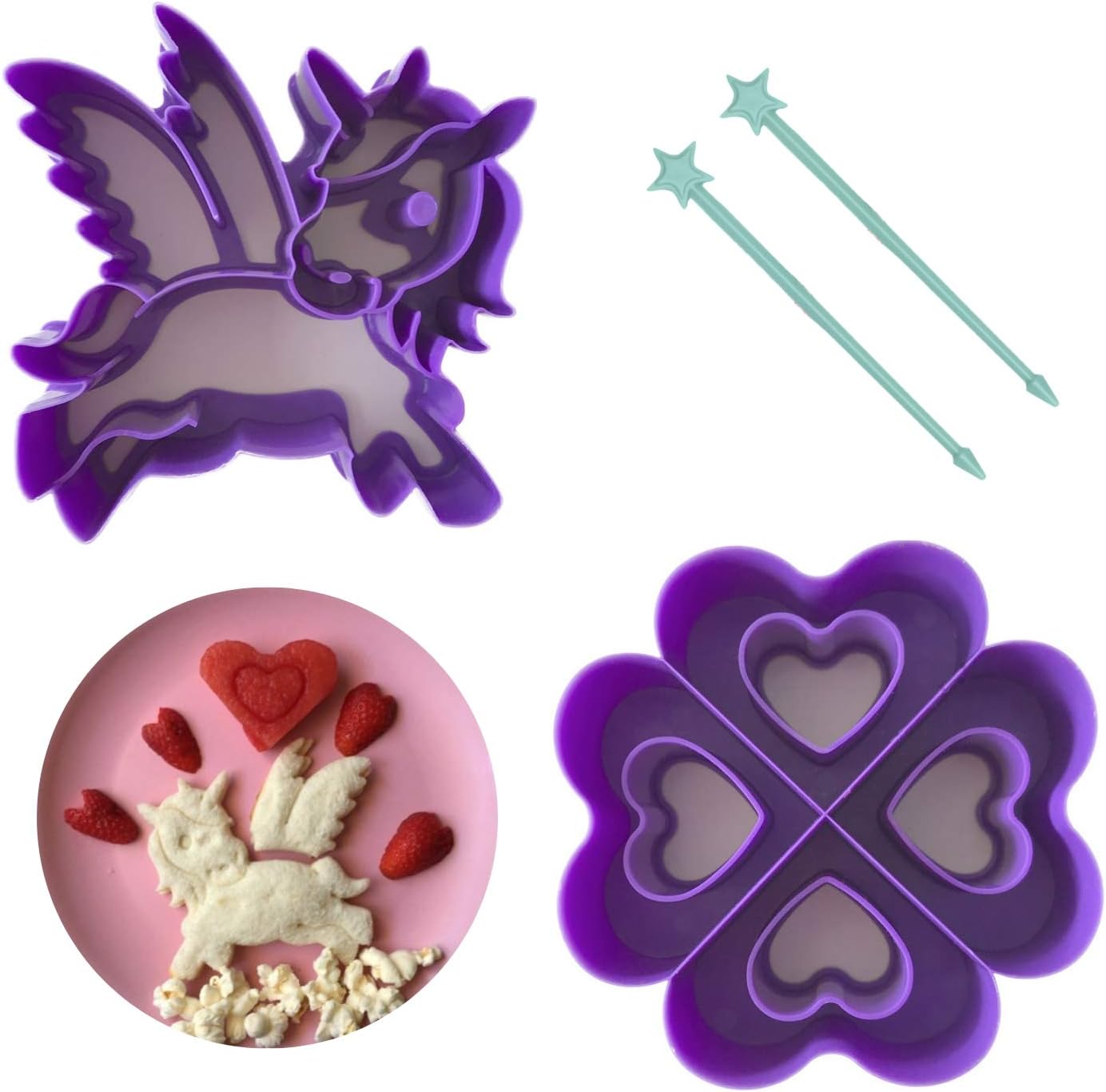 LunchPunch UNICORN Sandwich Cutter Set - ORIGINAL SHAPES - Lifetime Replacement Guarantee - BPA FREE - Remove Crusts and Create Fun Bites to Fit in a Kids Bento Lunch Box!
