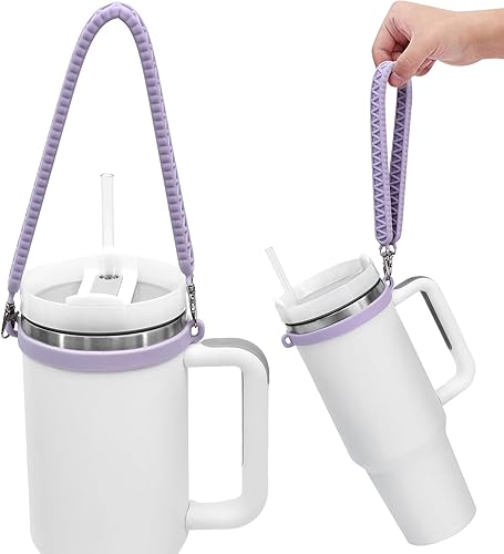 Miniatura 8 de Dazhuocs Mango de botella de agua, eslinga de silicona para botella de agua, portador, soporte con correa, se adapta a la mayoría de botellas de 8 a