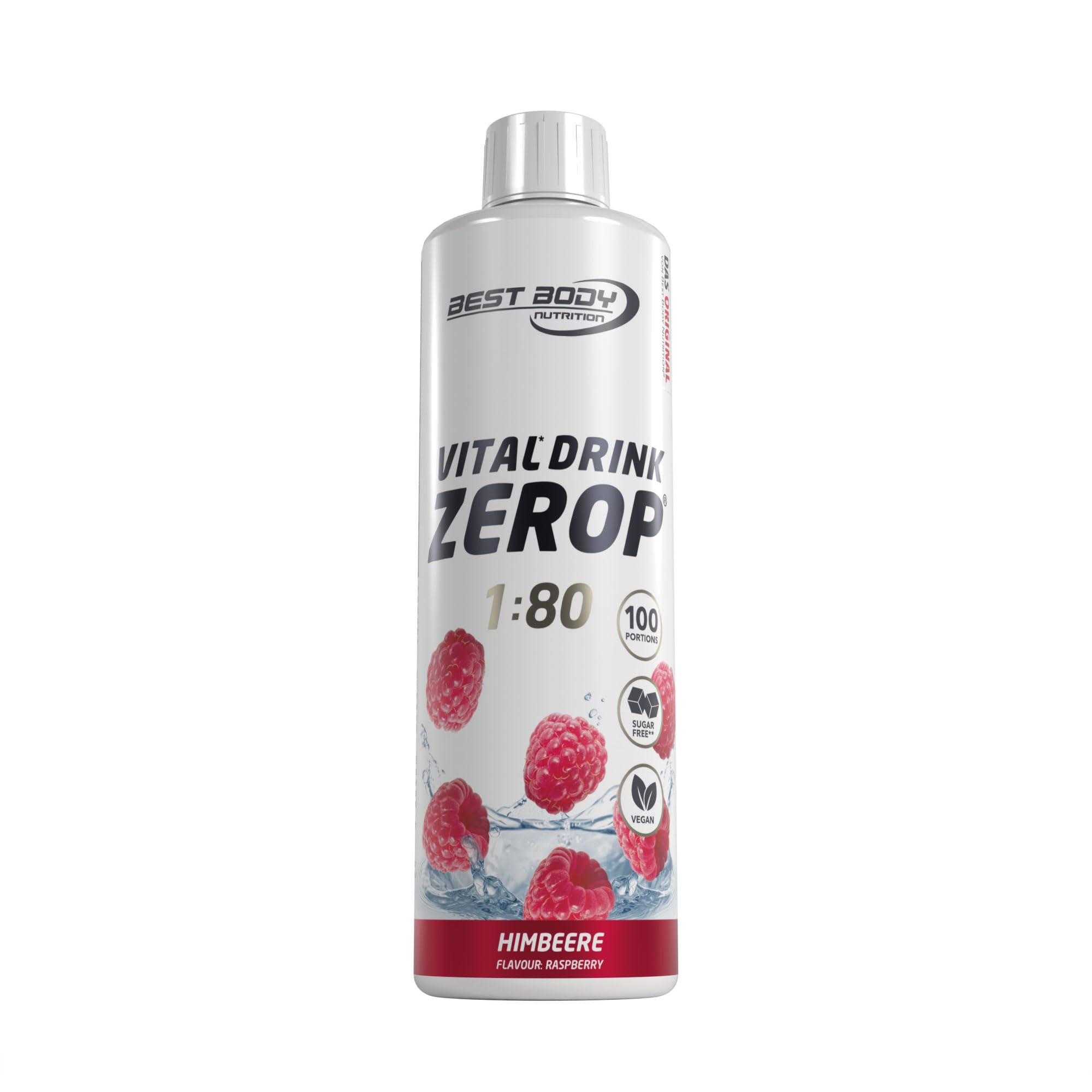 Best Body Nutrition Vital Drink ZEROP® - Himbeere, Original Getränkekonzentrat - Sirup - zuckerfrei, 1:80 ergibt 40 Liter Fertiggetränk, 500 ml