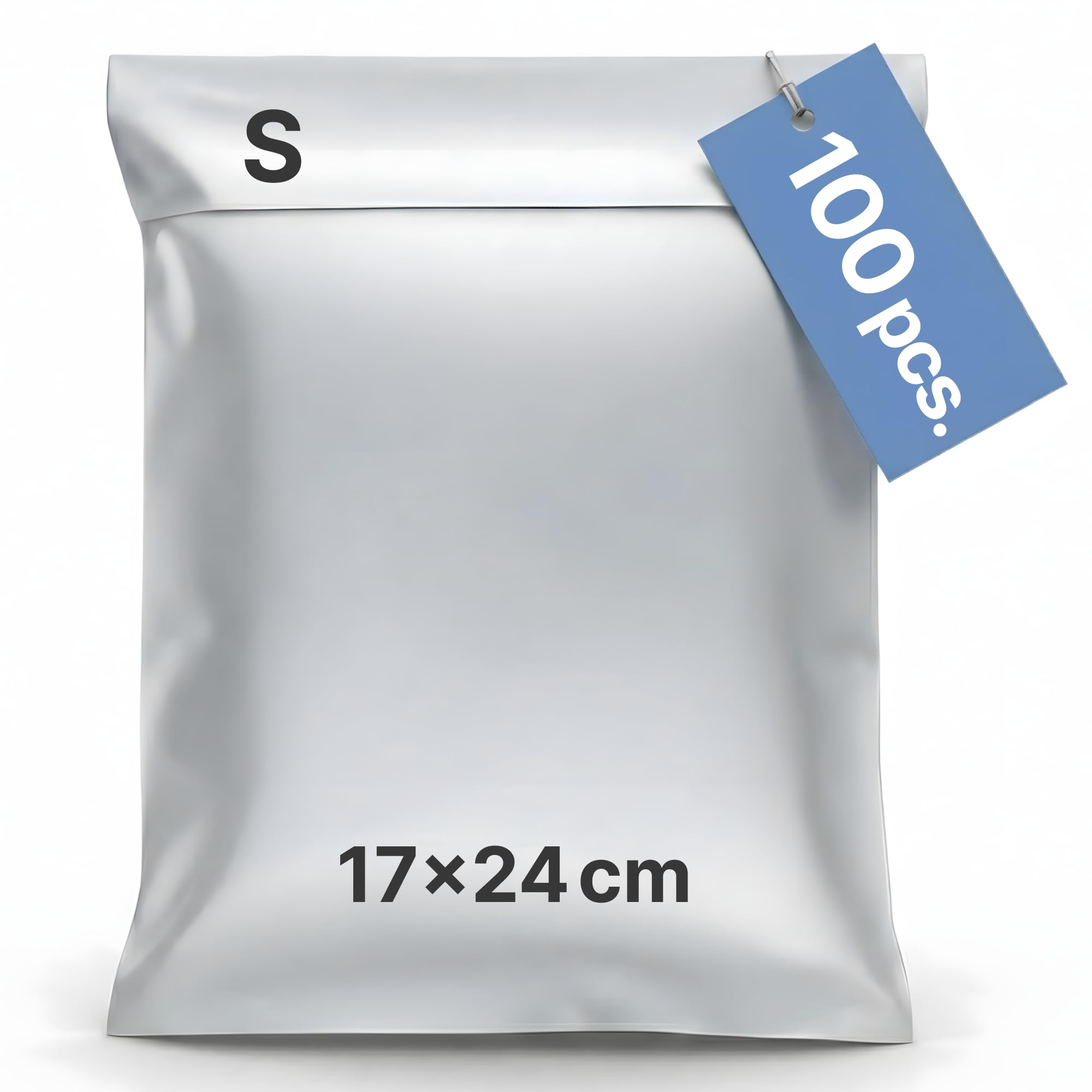 Pack de 100 bolsas de envío S 17x24 cm | Sobres de envío de plástico para ropa y documentos | Bolsas opacas e impermeables para paquetes | Embalaje para Vinted, Wallapop y ecommerce
