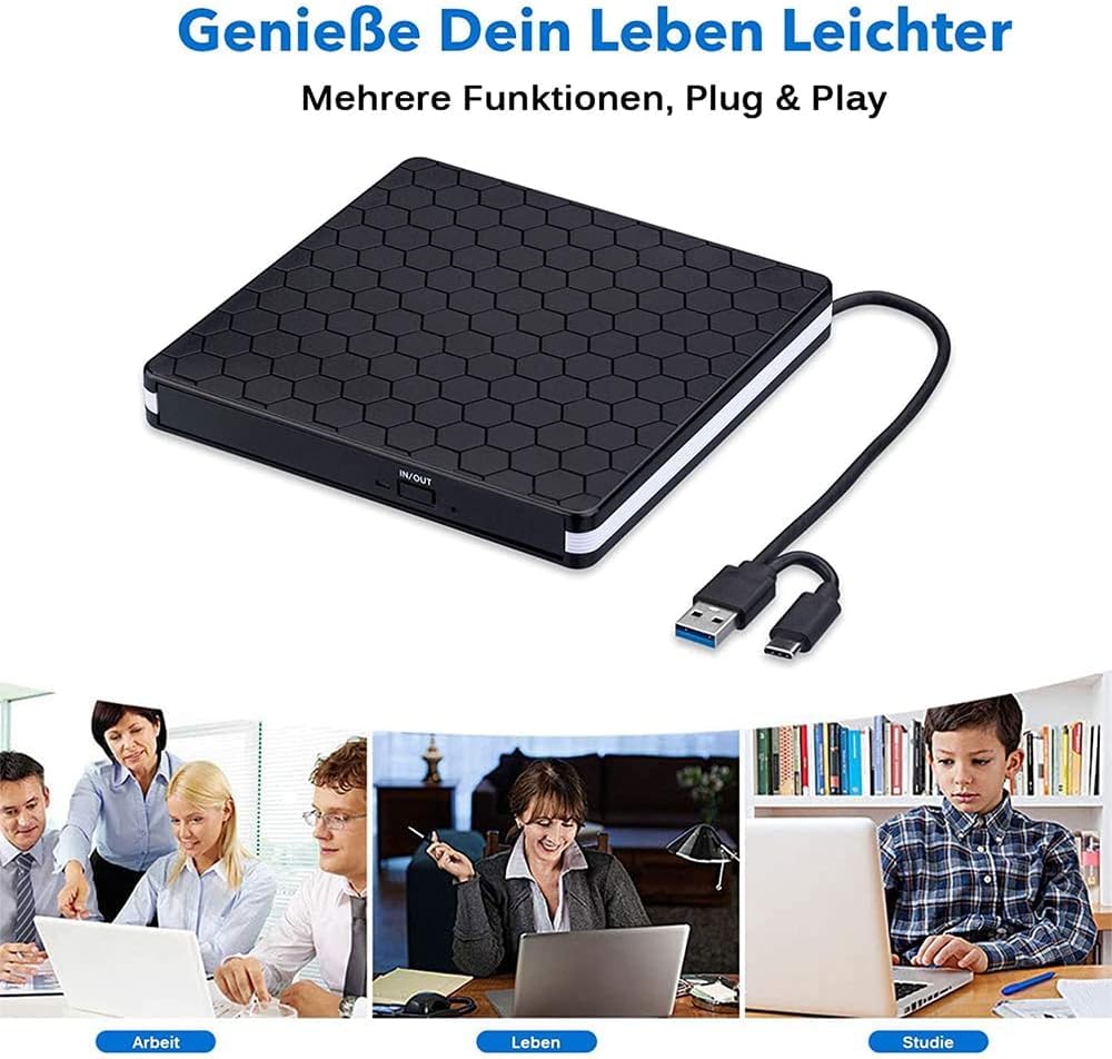 Amicool BT686 Napęd DVD, USB 3.0 Type-C CD DVD +/-RW, Czarny