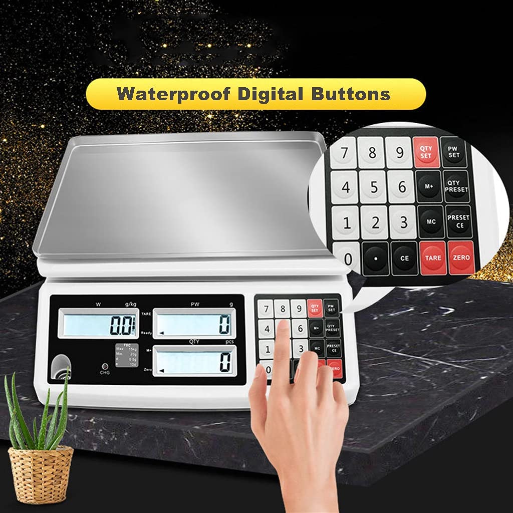 Báscula de conteo para Piezas y Monedas Báscula de conteo Industrial de Laboratorio 30 kg 1 g 15 kg 0,5 g Balanza Digital Balanza de pesaje y conteo Balanza de Gramos (tamaño: 15 kg 0,5 g)