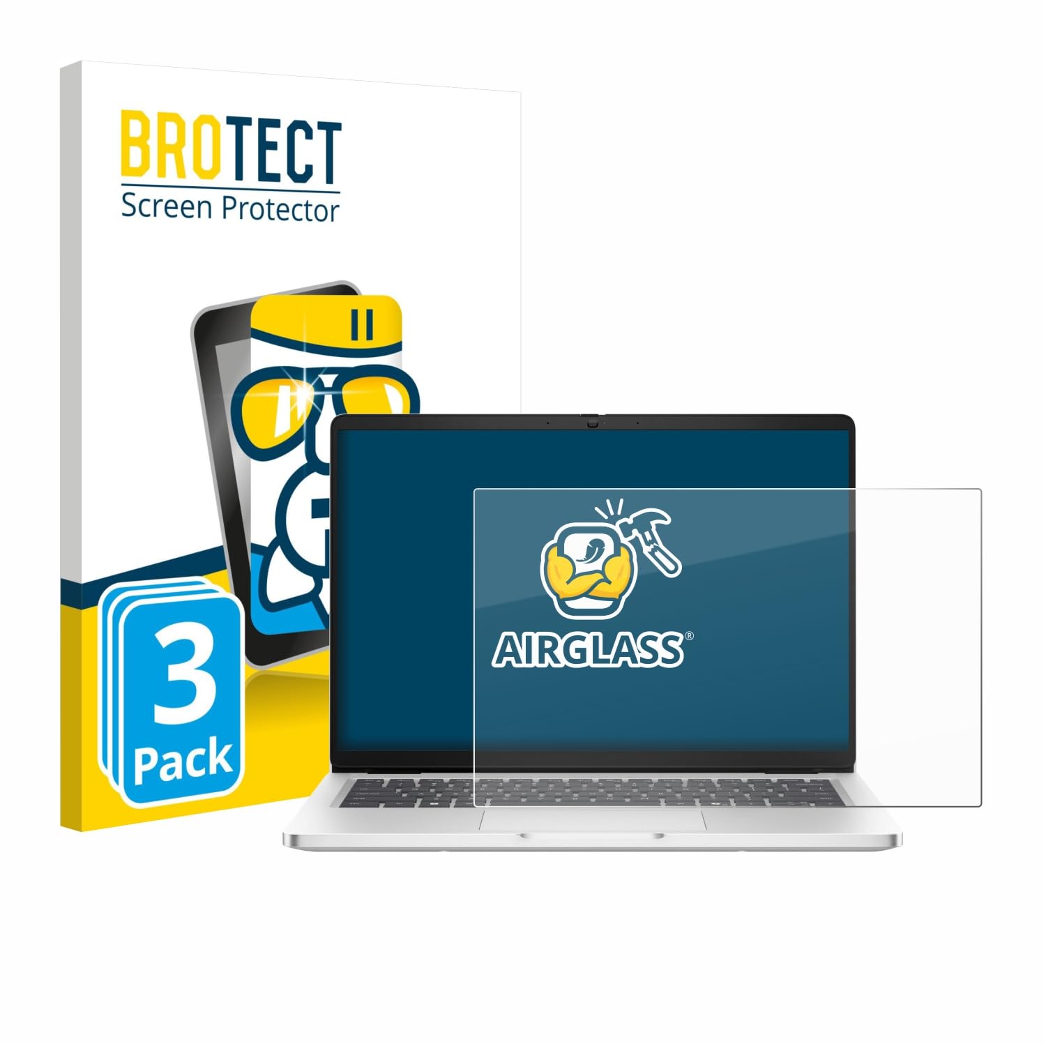 brotect Pellicola Protettiva Vetro per Dell Pro 14 Premium PA14250 Touch 16:10 Protezione Schermo (3 Pezzi) [Durezza Estrema 9H, Chiaro]