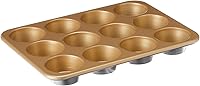 Nordic Ware Naturals Nonstick Aluminum Muffin Pan - 12 Cup 2.75 Inch, Even Baking, USA Made