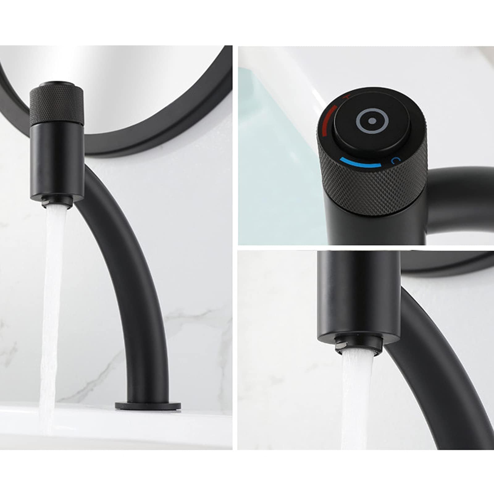 Aireador de grifo de lavabo Creativity, grifo monomando expuesto para lavabo de baño, grifo de lavabo de un orificio, grifos de tocador de latón, negro