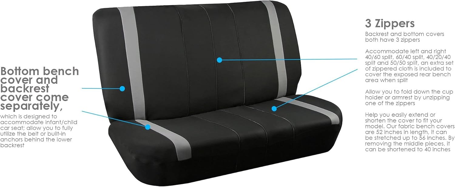 FH Group Car Seat Covers Premium Modernistic Full Set Purple Automotive Seat Covers, Airbag and Split Rear Car Seat Cover Universal Fit Interior Accessories for Cars Trucks and SUV Car Accessories
