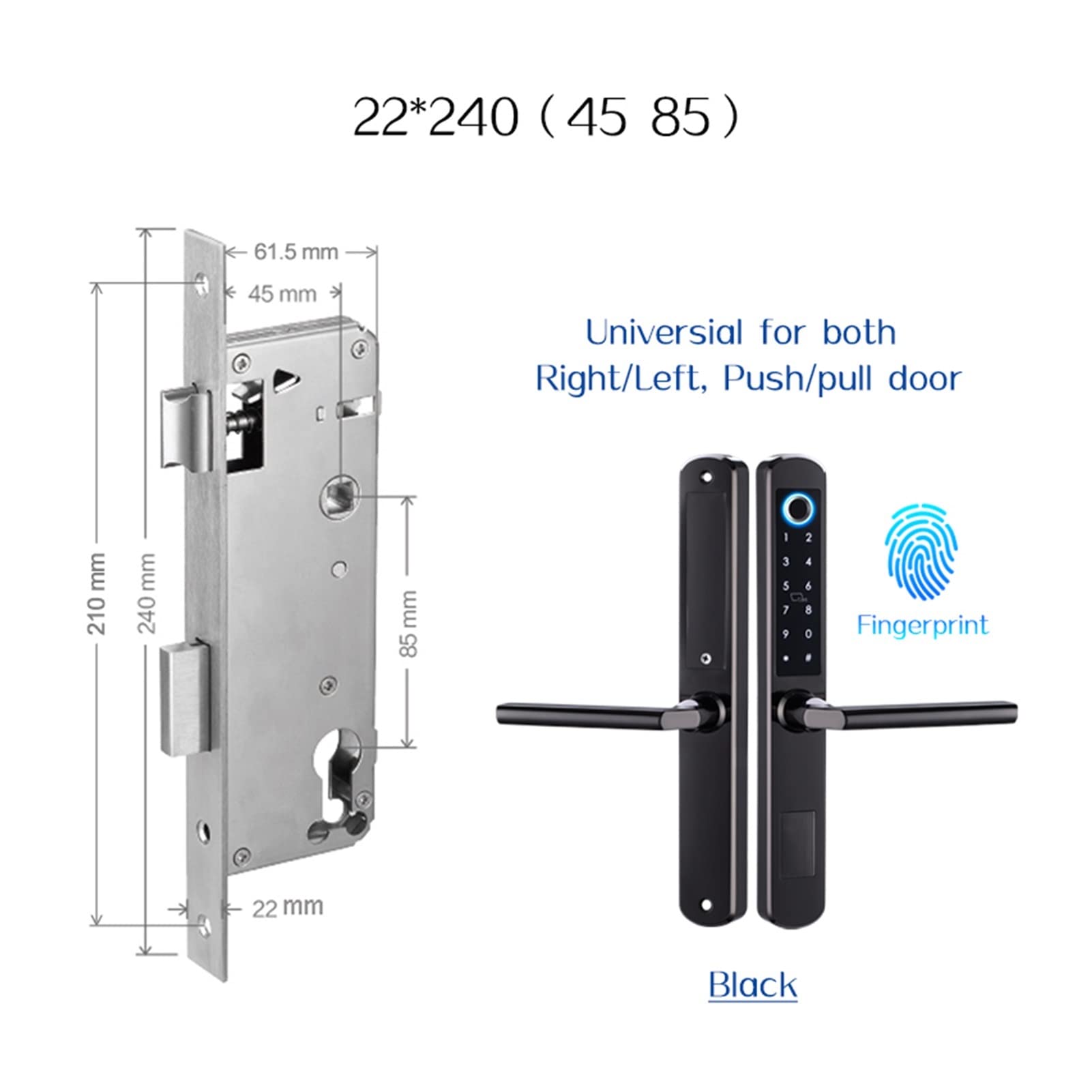 Serratura a porta di impronta digitale Biometrica WiFi impermeabile Serratura elettronica Smart Block Rfid. Serratura del codice della carta for porta in vetro in alluminio(Black Gold)