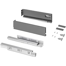 Emuca - Drawer Kit for Kitchen and Bathroom, Height 178 mm, Depth 500 mm, 30 kg, Soft Close, Panels Not Included, Steel, Anthracite Grey