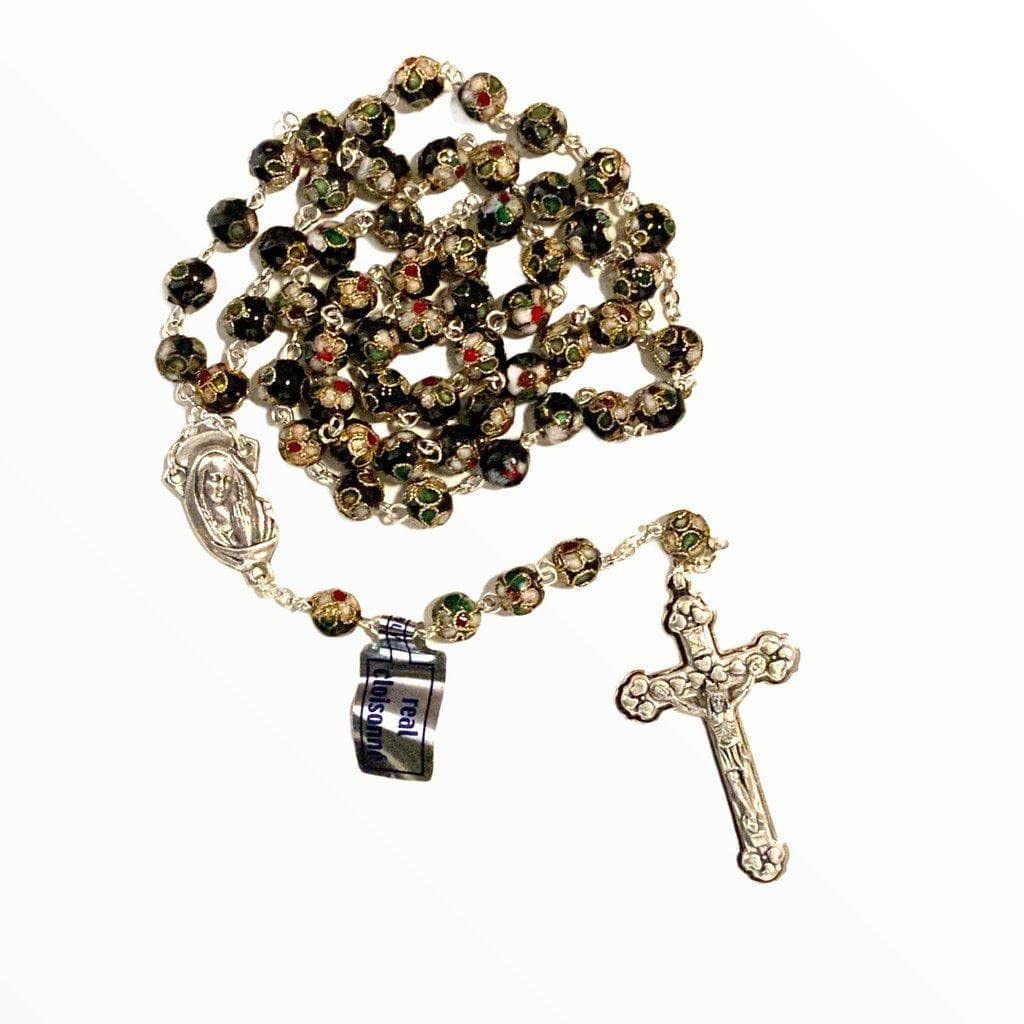 Catholically Black Cloisonne Rosary Blessed by Pope Francis - Rosario