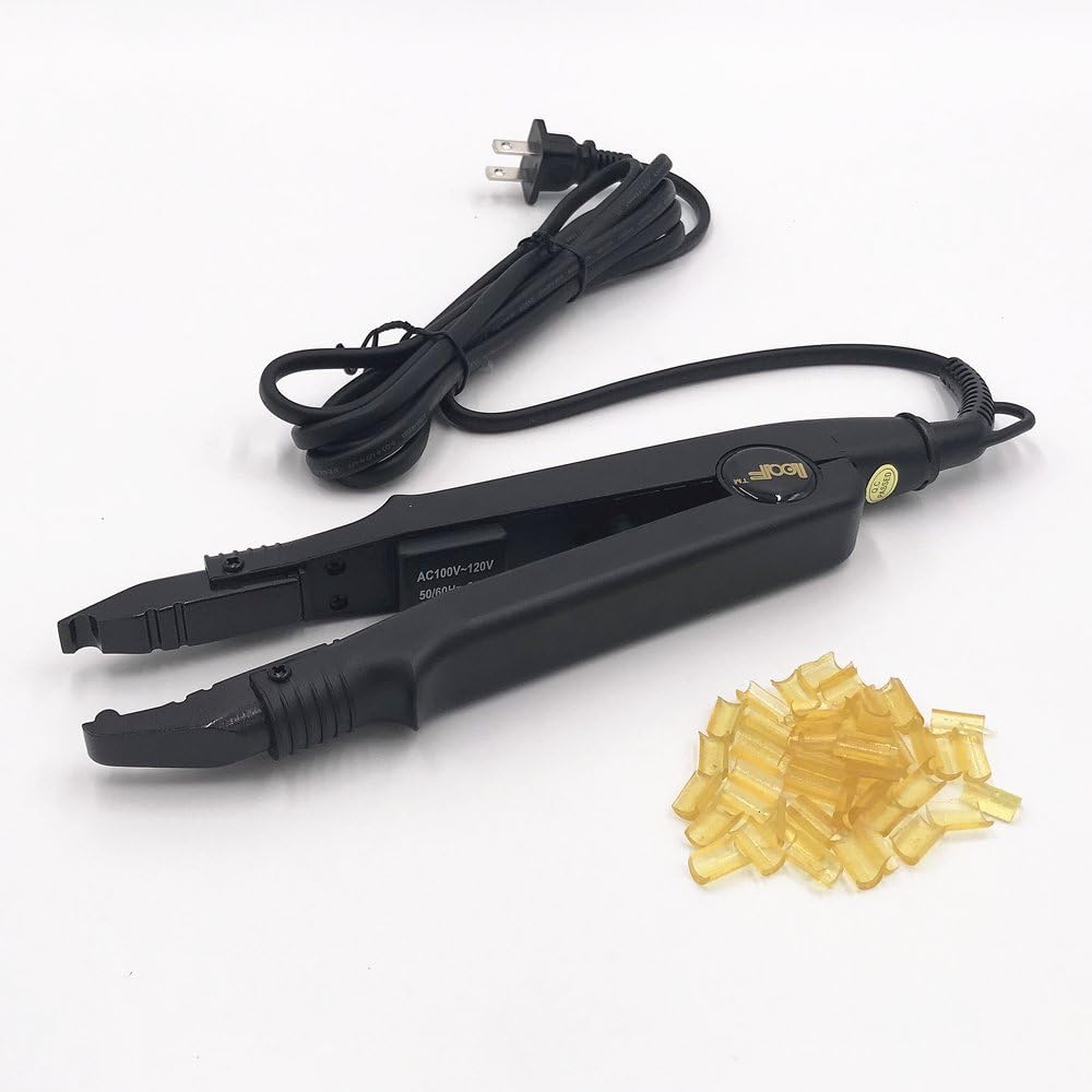 Swingbeauty US Plug Fusion Connector Iron Melting Tool Hair Connector, 50pcs U Tip Glue Sticks