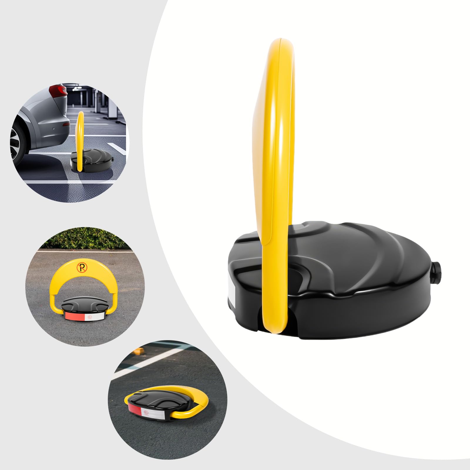 Parkplatzsperre mit Fernbedienung (20M) | 2T Traglast & IP67 | Rundes Antikollisions-Design mit Reflektierstreifen | Legierungsstahl-Gehäuse | für Privat/Gewerbe – Inkl. Schlüssel & Montagezubehör