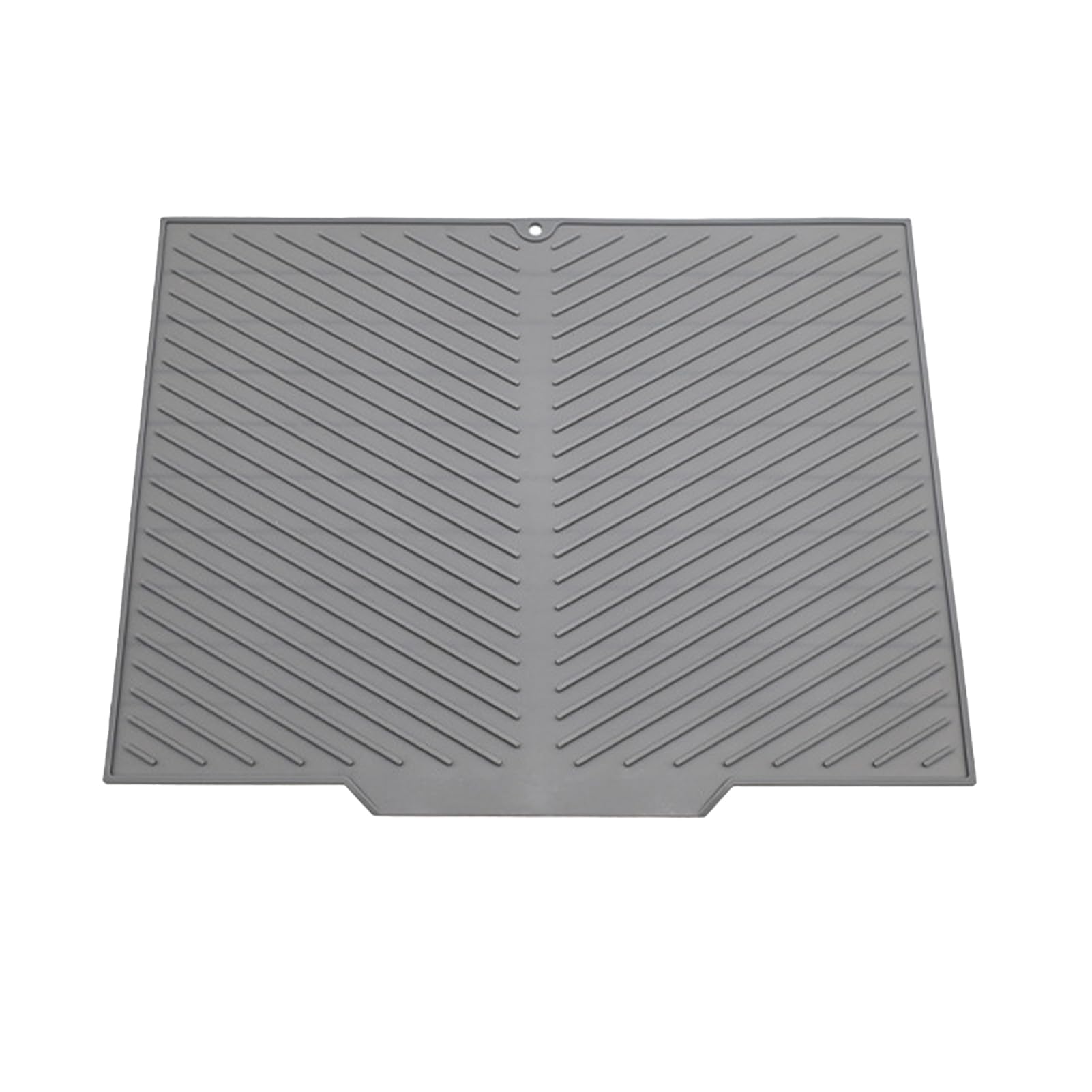 Silicone Dish Drying Mat for Kitchen Counter, Non-Slip Draining Board Mat, Fast Drying V-Groove Design, Flexible Silicone Worktop Protector, Heat Resistant Dish Drainer Mat, 16.5" x 12.2", Grey