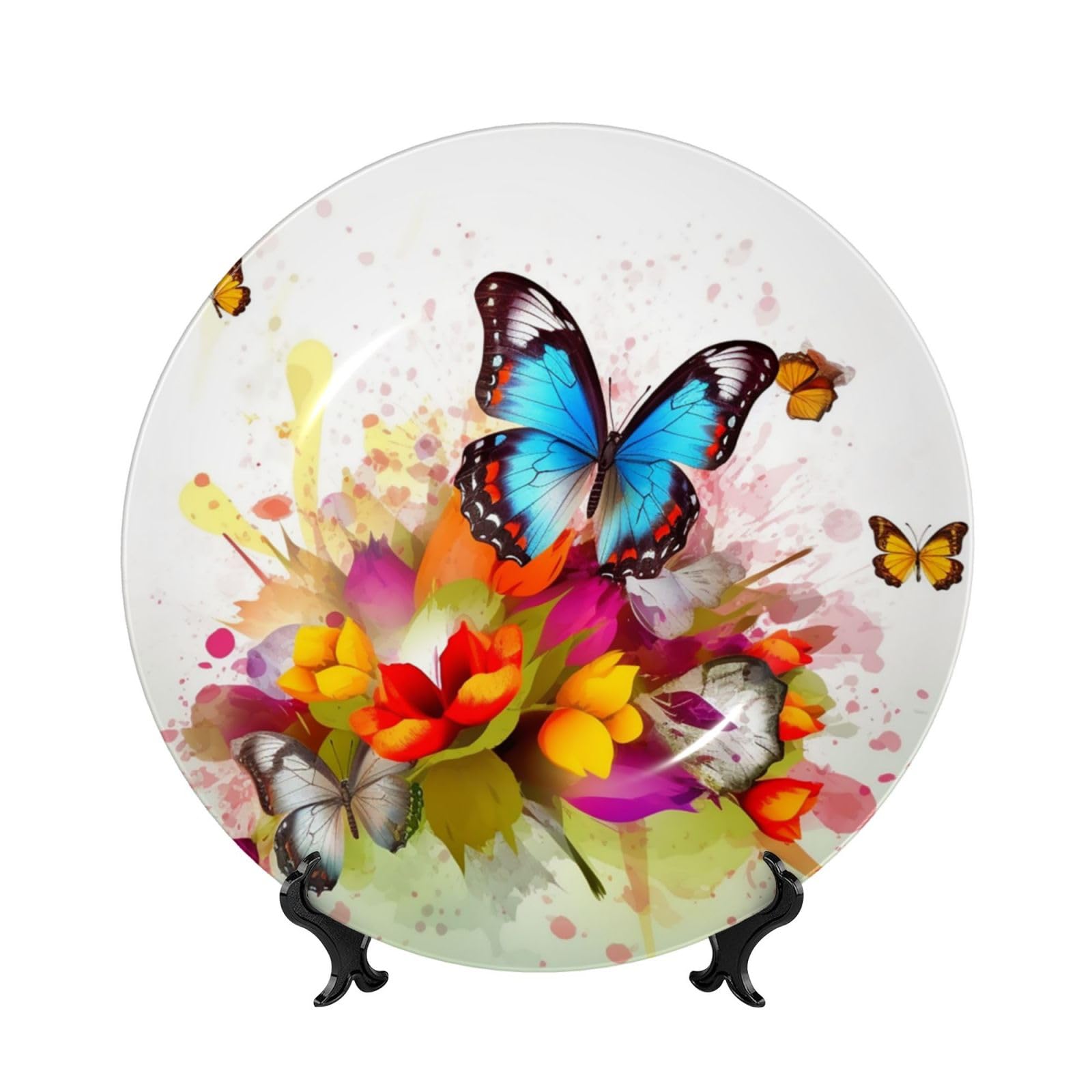 Assiette décorative en porcelaine anglaise colorée 25 cm salon bureau cadeau