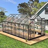 Greenhouses for Outdoors, 8x14.2 FT Polycarbonate Greenhouses with Adjustable Roof Vent, Aluminum Frame Green Houses for Garden with Sliding Doors, Windproof (8x14.2FT)