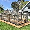 Polycarbonate greenhouses 8×14 ft green houses for outside with 4 adjustable roof vents walk in aluminum frame greenhouse for outdoor8x14ft  urban country home decor