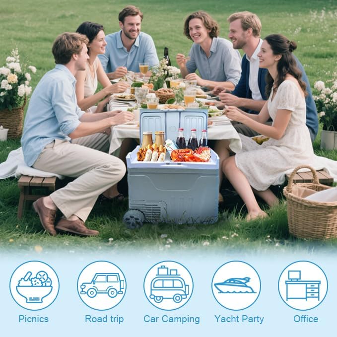 Miniatura 8 de Refrigerador portátil de 12 V, enfriador eléctrico de 48 cuartos (45L) con 1224 V CC y 110-240 V CA, -4   68 , refrigerador de coche de doble zona