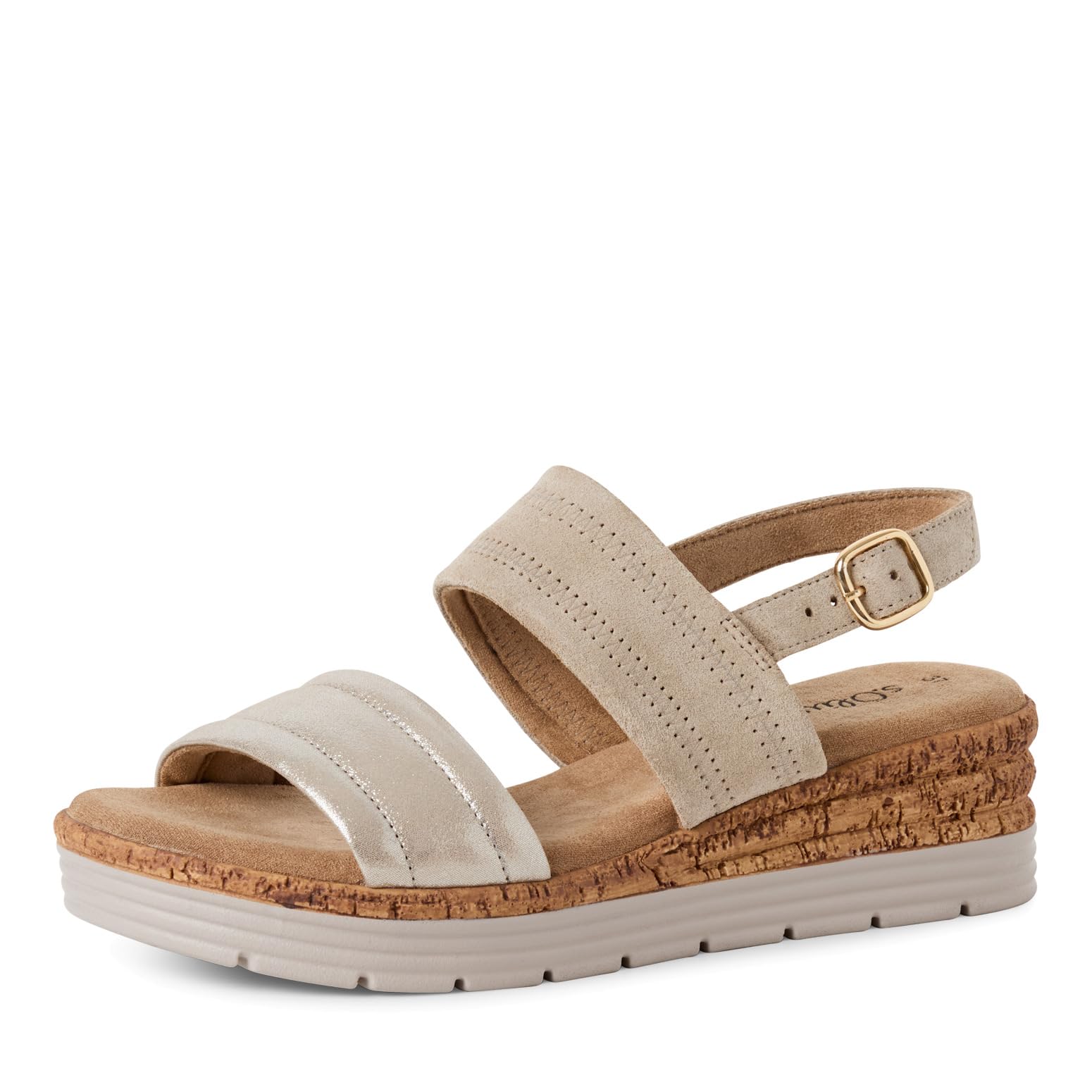 s.Oliver Women Damen 5-28701-44 Wedge Sandal, Beige Comb, 5 UK