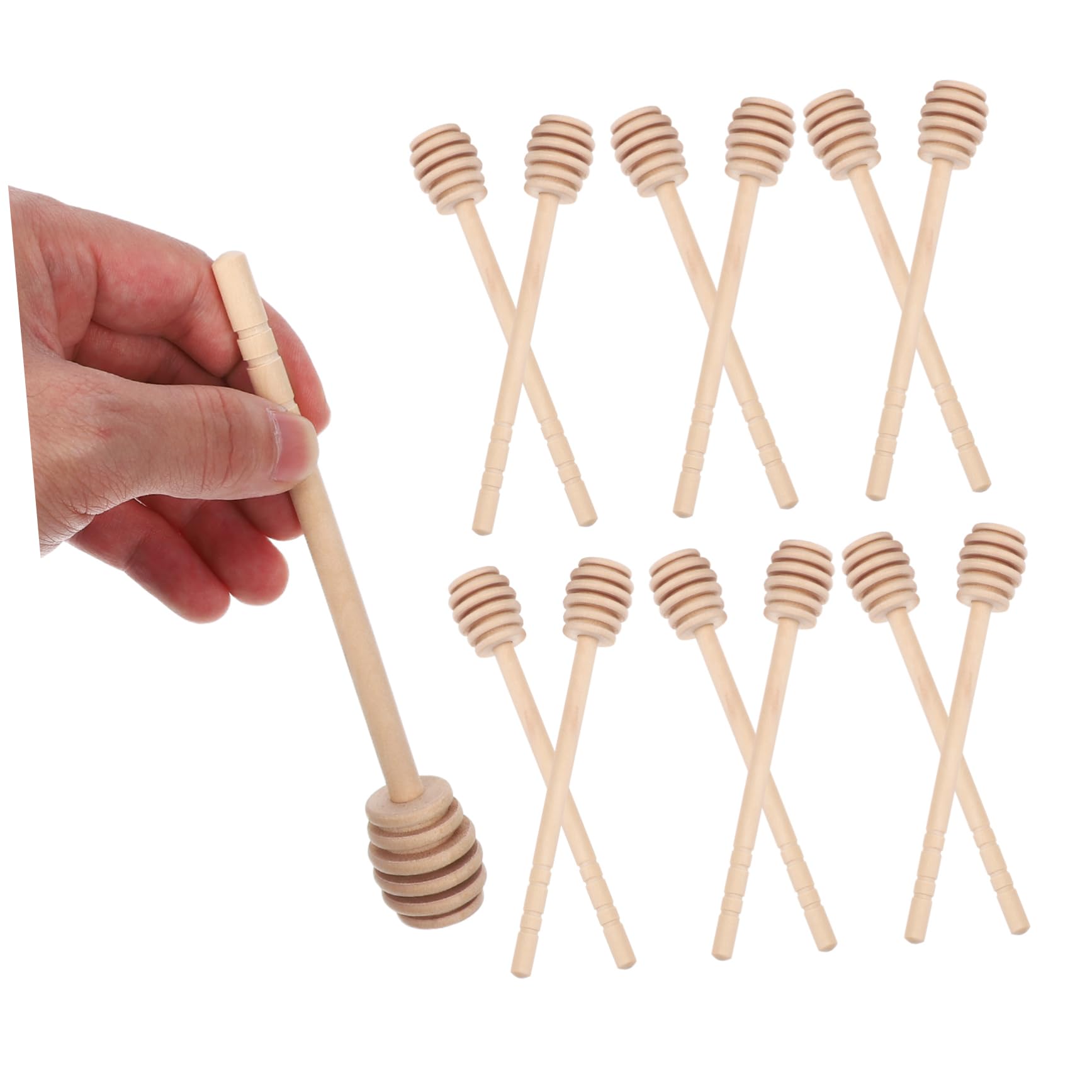 FUNOMOCYA 50pcs Wooden Honey Dipping Sticks with Deep Grooves Long Handle for Effortless Mixing of Jam Syrup and Chocolate for Tea Parties and Sweet Beverages