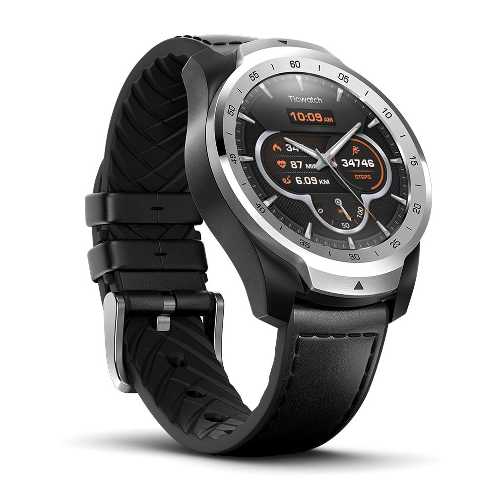 TicWatch Pro, Premium Smartwatch with Layered Display for Long Battery Life, NFC Payment and GPS Build-in, Wear OS by Google, Sleep Tracking, Compatible with iOS and Android (Silver)