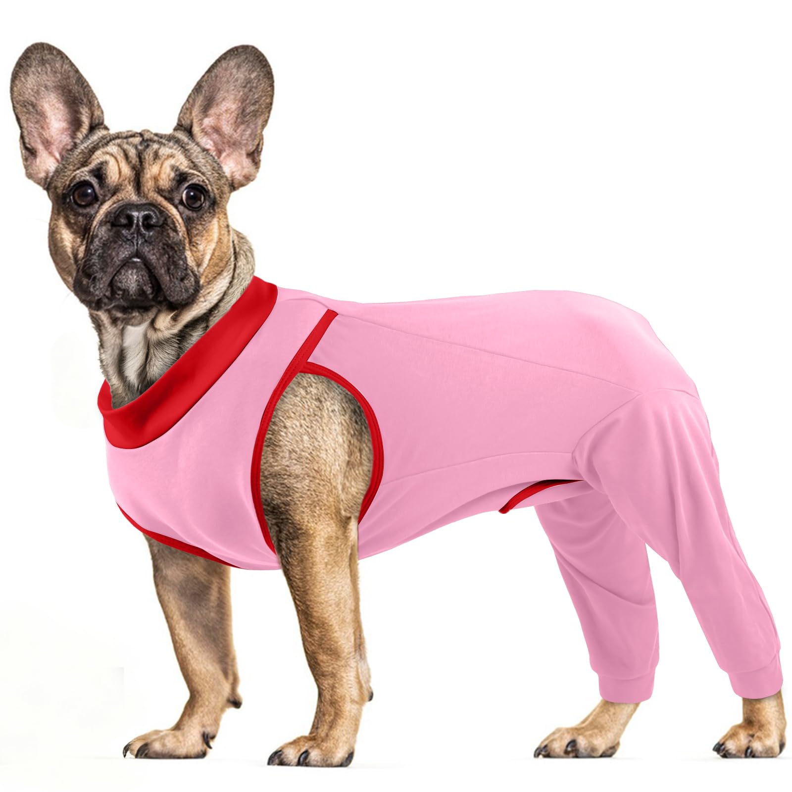 PUMYPOREITY Small Dog Recovery Suit, Comfortable Surgical Vest Recovery Sleeve Protective Leg Cover Dog Suit for after Surgery Male with Legs(Pink, S)