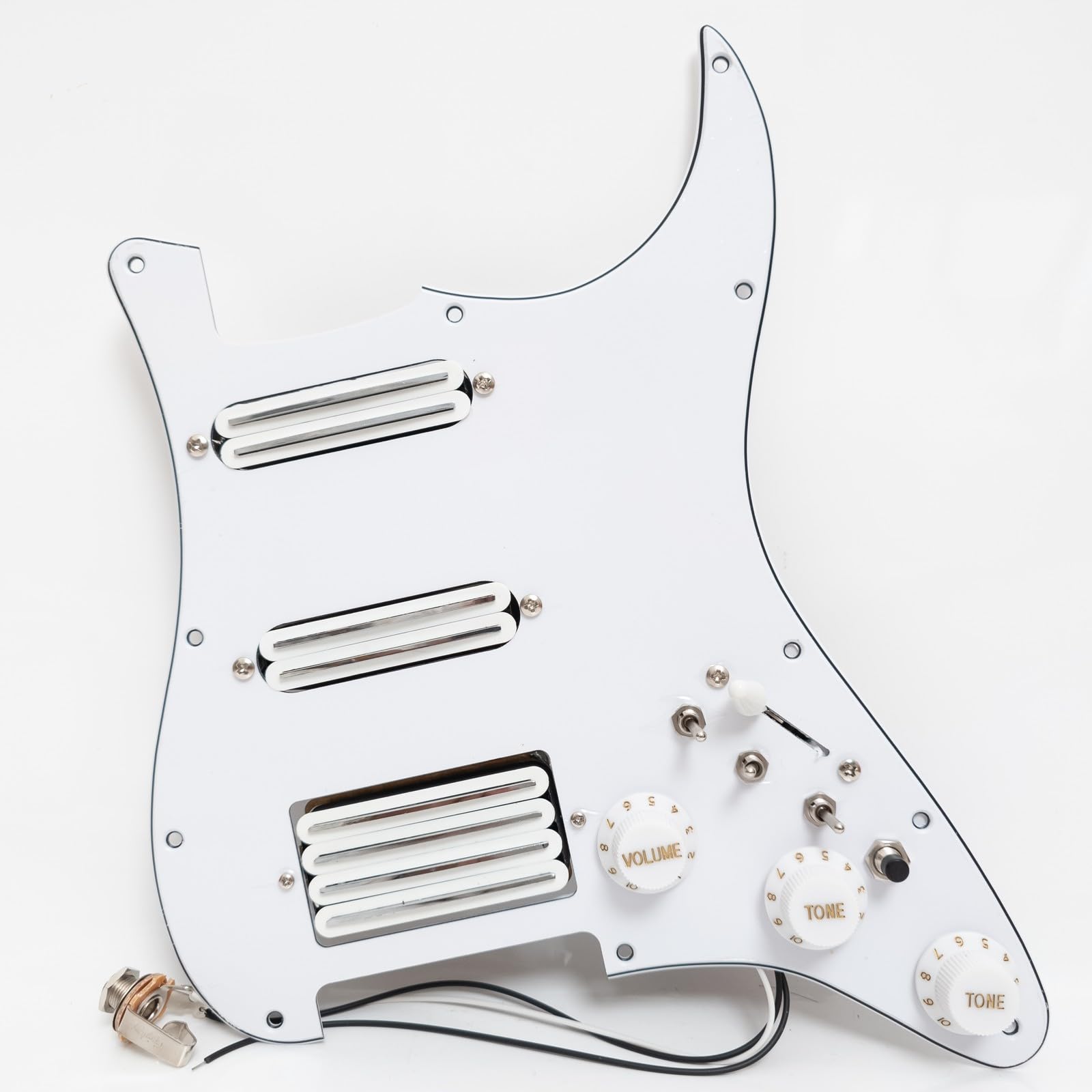 HSS Guitar Prewired Loaded Pickguard for Fender Strat-Style Electric Guitar, Humbucker and Single-Coil Pickup Set with Coil Split Switches, 5-Way Selector and 1V2T Controls