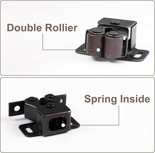 Miniatura 4 de Paquete de 8 cierres de gabinete con doble rodillo, cierres resistentes para armarios y cierres, herrajes para armarios y puertas de armario